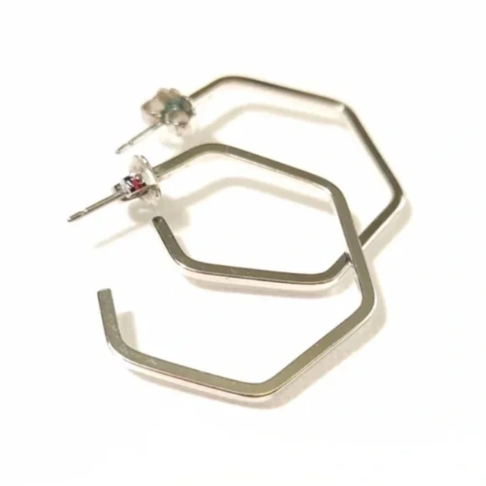 { ❤️ $5 } Hexagon Silvertone Post Back Earrings